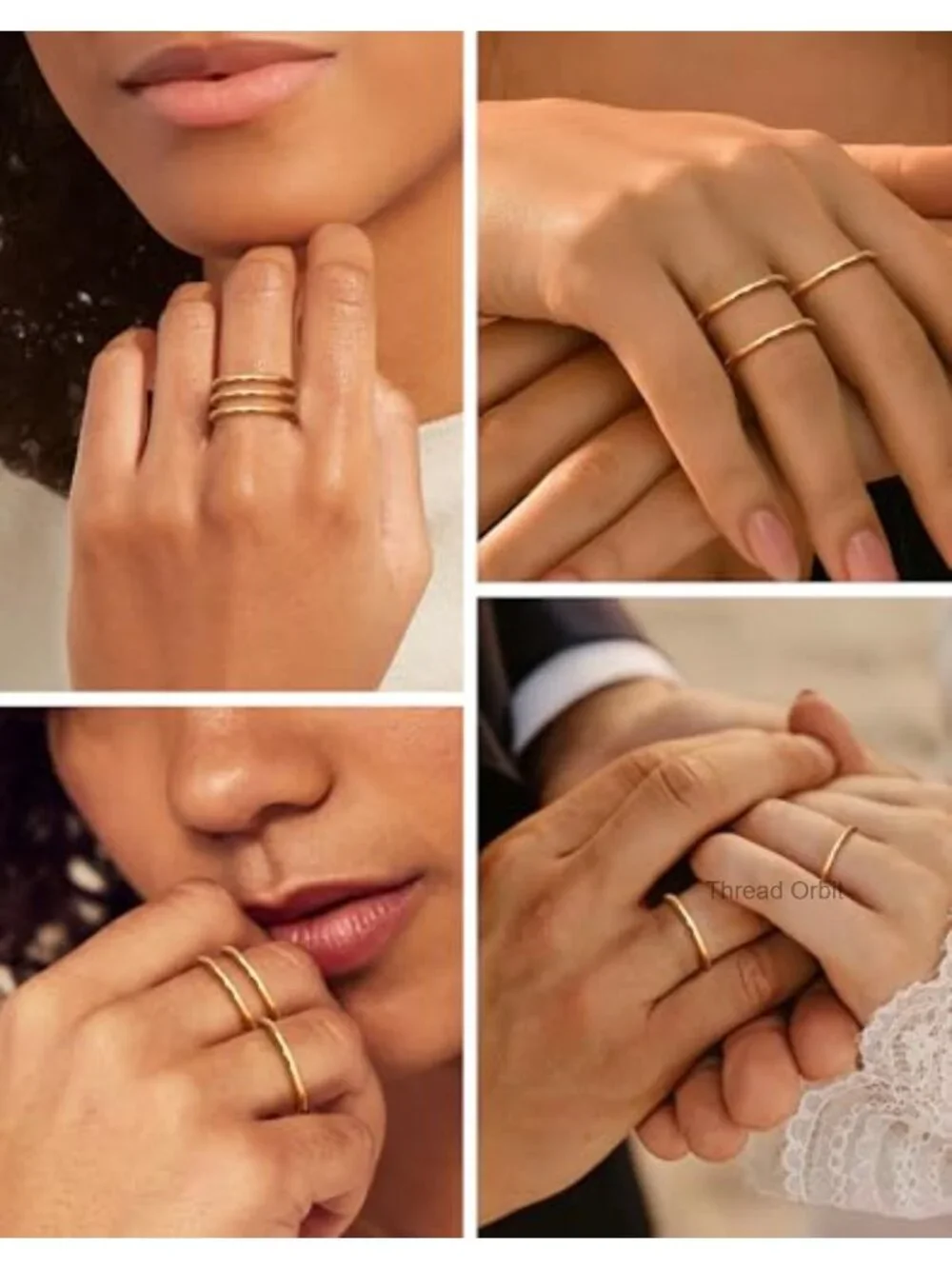 1.5mm 14K Gold Filled Stacking Rings for Women - Stainless Steel Thin Knuckle